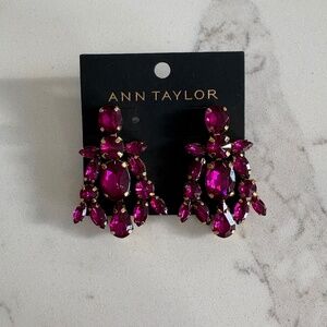 Ann Taylor Magenta Crystal Stone Chandelier Earrings
